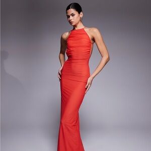 Coral Maxi Mesh Dress